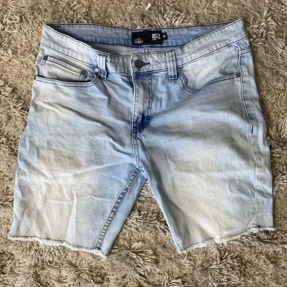 Y2K RSQ Men’s London Skinny Jorts Light Blue Distructed Wash Classic Size 34 - Picture 1 of 5